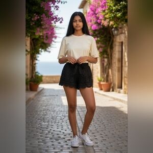 Rue 21 Elegant Black Lace High Waist Shorts